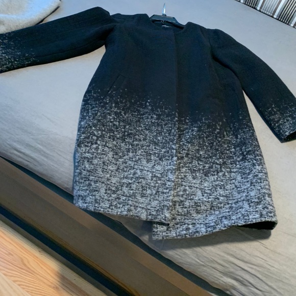 Eileen Fisher black and grey 3/4 length wool coat - Picture 2 of 6